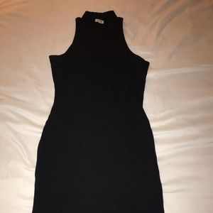 Classic Elegance: Black Faux Turtle Neck Bodycon Dress
